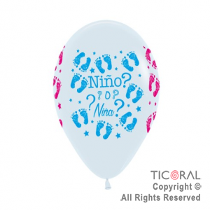 GLOBO SEMPERTEX R12 INF FASHION BLANCO NI�O O NI�A TINTA METAL CELESTE Y ROSA x 50